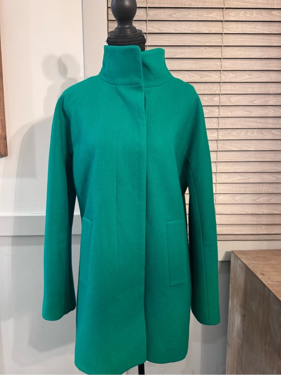 J. Crew Jackets & Blazers - J. Crew Green High-Neck Wool Blend Pea Coat